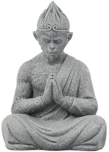 Luxylei Affenkönig Figur Stein Sun Wukong Statue Tibetischer Buddhismus Steinstatue Feng Shui Dekoration Ornament Für Home Office