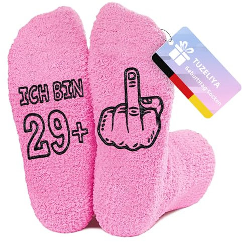 TUZELIYA 30 Geburtstag Frauen Socken Geschenkideen, Rutschfest Kuschelsocken Damen, Lustige Socken Geburtstagsgeschenk für Freundin Tochter Mama, Geschenke für Mama, 30/40/50/60 Jahre Alt