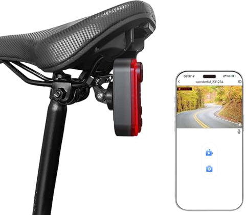 Bike Camera with Tail Light, 1080P HD Bike Rear View Camera, 150° Wide Angle Bike Mirror Camera, Can Be Interconnected with Phones, Cycling Accessories