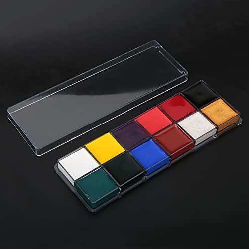 Caja de Pintura Al óleo para la Cara, 12 Colores, Juego de Pintura Corporal, Pintura Al óleo No Tóxica, Juego de Maquillaje para Pintura Facial y Corporal de Halloween (Pintura