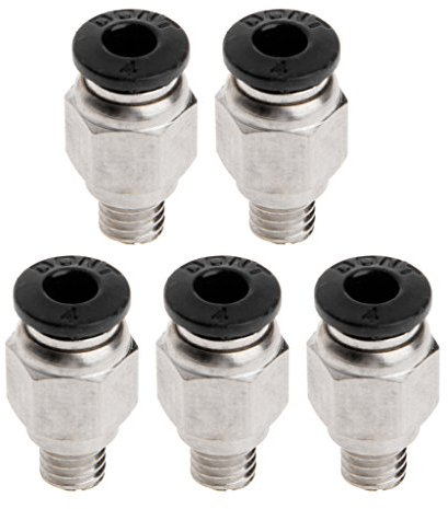 Vdaxvme 5 Stück PC4-M6 3D Drucker Push to Schnellverschraubungen Außengewinde Gerader Pneumatischer Fitting Anschluss Einfach Zu Bedienen