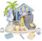 Smoby - Stitch - Paillote Gourmande - Beach Bar - Glaces Magiques et Gaufrier - 12 Accessoires Inclus - A Partir de 3 Ans - Fabrication Française