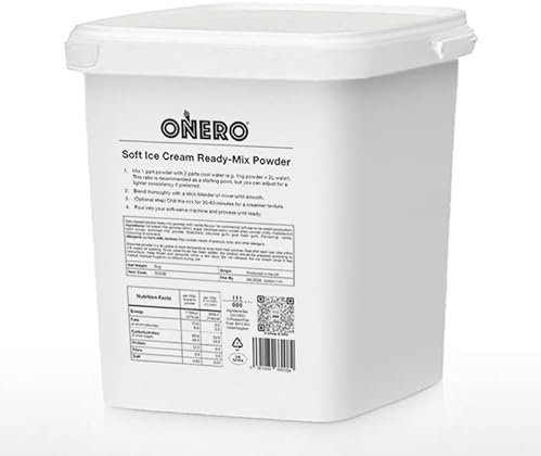 ONERO Premium Dairy Soft Ice Cream Mix Powder 2.5kg Vanilla | Makes up to 9kg/90 Servings, Just Add Water | Slow Melting | Produced in the UK