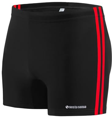 sesto senso Maillot de Bain Homme Sportif, Boxer de Bain à Séchage Rapide avec Cordon de Serrage – Short de Bain Confortable en Taille 4XL, Noir