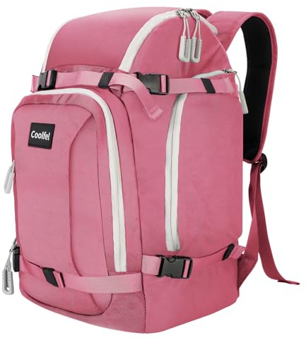 Coolfel Borsa per Scarponi da Sci con Scomparto per Casco, 50L Zaino da Sci Snowboard Pattini a Rotelle, Borsa da Sci Impermeabile per Casco, Giacca, Occhiali, Guanti