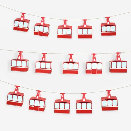 Eabdice 15 Stück Papier Gondel Banner Bastelset, DIY Luftpapierkarton Girlande Dekoration zum Aufhängen, für Kindergeburtstag, Weihnachtsfeier, Wohnzimmer, Café, mit Schnur und Aufhängung