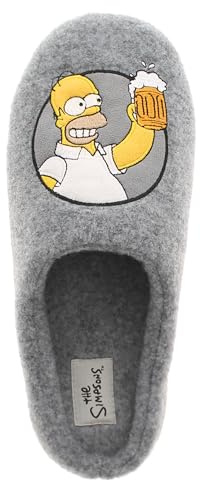 Wynsors The Simpsons Homer Simpson Funny Novelty Men's Slippers - 3D Face Plush House Shoes, Padded Lining, Non-Slip Sole