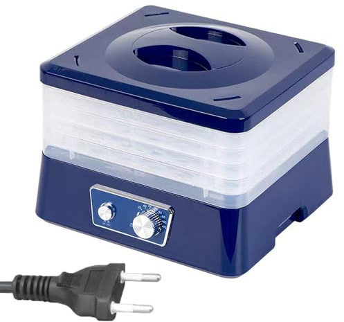 Walmeck Déshydrateur Alimentaire 345 W avec 5 Grilles, Circulation D'air à 360°, Séchage à Basse Température pour Fruits, Viandes Séchées, Légumes, Lyophilisateur, Fenêtre Transparente (Prise UE)