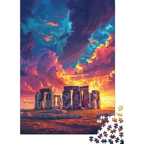 1000-teiliges buntes Stonehenge-Puzzle für Erwachsene – Spielzeug, Geschenk, Herausforderung, kreatives Puzzle, Wanddekoration, 38 x 26 cm / 1000 Teile