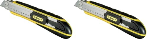 Stanley FatMax Cutter-Messer mit Magazin 1-10-481 (18mm Klingenbreite, 180mm Länge, Klingenführung aus rostfreiem Stahl, mit Klingenbrecher, inkl. 6 Abbrechklingen) (Packung mit 2)
