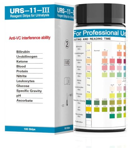 100 Pièces Bandelette Urinaire Avec 11 Indicateurs, Autotest Bandelettes Urinaires, Pour Usage Domestique Test De Santé, Tests De Glycémie, Cétones, Bilirubine Et Bien Plus Encore