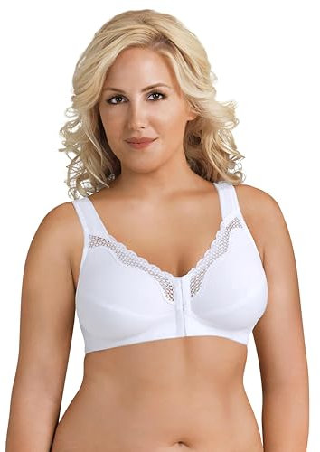 Exquisite Form womens5100531Exquisite Form Fully Women's Front Close Cotton Posture Bra with Lace #5100531 Bra - - 40DD White