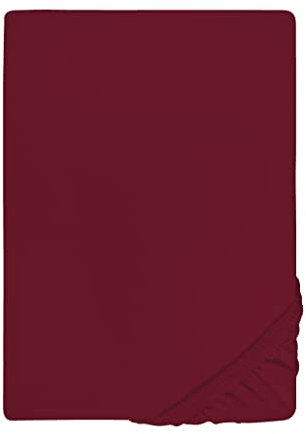 biberna Jersey-Elastic-Spannbetttuch 0077866 (Matratzenhöhe max. 25 cm) 1x 180x200 cm - 200x220 cm, Burgund
