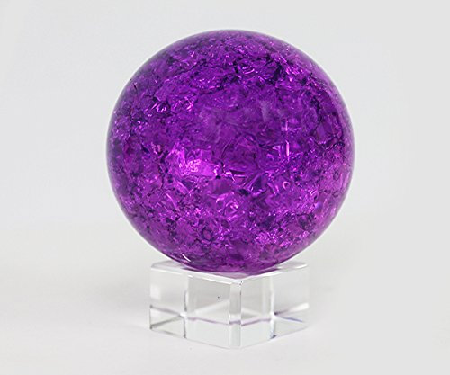 Glaskugel Effekt Kugel auf Sockel Vollglas Splittereffekt (lila)