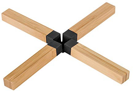 WENKO 54520100 Topfuntersetzer Kreuz Bambus, schwarz/braun