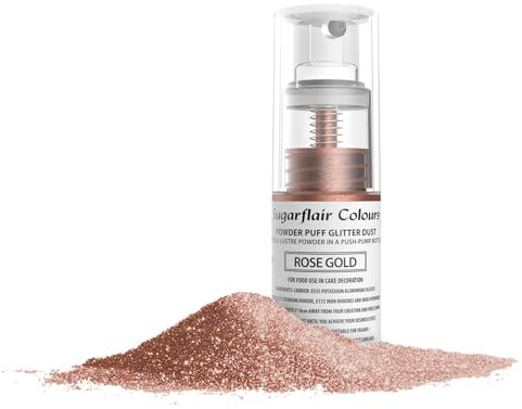 Sugarflair Rose Gold Edible Glitter Dust Spray (Non-Aerosol) - Add a Shimmering Lustre Sparkle to Cakes, Cupcakes, Chocolate, Baking, Desserts, Ice Cream, Drinks, Cocktails and more - 10g