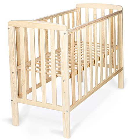 Babybett Elephant Gitterbett Massivholzbett Kinderbett höhenverstellbar 100x50cm (Farbe: naturfarben)