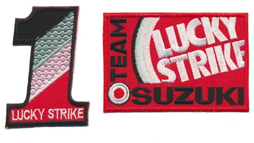 LUCKY STRIKE Patch Aufnäher 2 Stück Motorrad Suzuki Racing Team