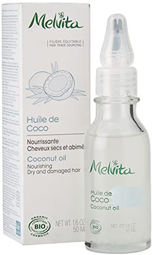 Melvita - Olio di cocco biologico - Nutre e ripara intensamente - Capelli secchi e danneggiati - 100% naturale - Certificato biologico - Vegan - Made in France - Flacone da 50 ml
