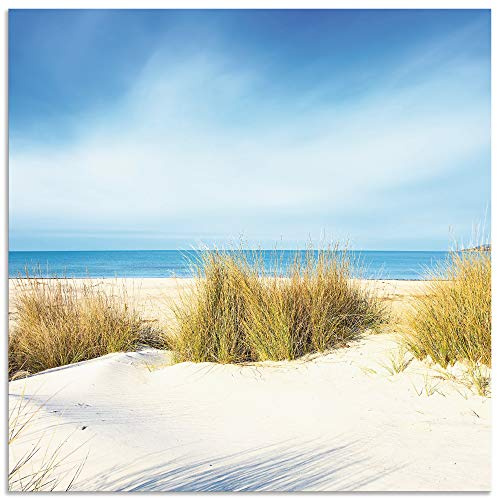 ARTland Wanddeko Wandbild Alu Verbundplatte für Innen & Outdoor Bild 50x50 cm Strand Meer Dünen Gräser Meerblick Natur Sand Himmel Maritim K2JP