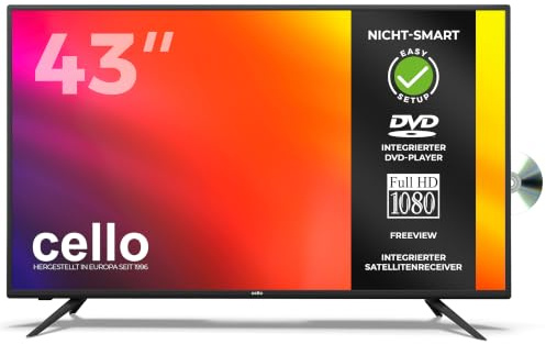 Cello C4320FDE TV LED Full HD de 43 con DVD Integrado, Triple sintonizador DVB-T2/C/S2, grabación USB y HDMI, no Smart TV