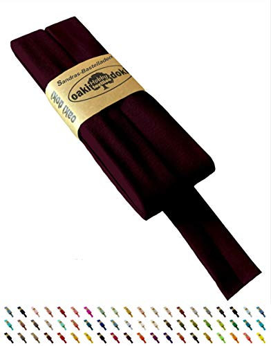 Sandras-Bastelladen Oaki Doki Schrägband/Einfassband Tricot de Luxe Jersey gefalzt 3m x 20mm 815-Bordeaux