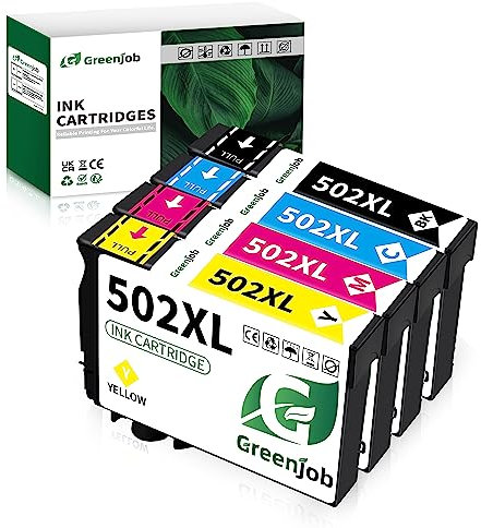 Greenjob 502XL Druckerpatronen für Epson 502 Multipack Kompatibel mit Epson Expression Home XP-5100 XP5100 XP-5105 XP-5150 XP-5155 Workforce WF-2860 WF-2865 WF-2880 WF-2885 (4er-Pack)