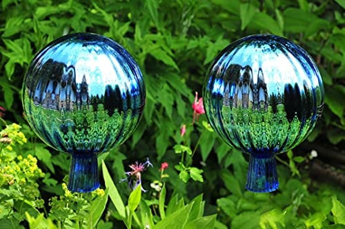 2 Stk Gartenkugel ca. 18 cm gross Form Kugel, klassische Kugelform handgefertigt Hellblau Rosenkugel gartenkugeln, Sonnenfänger-Kugel, Sonnenfänger-Scheibe, Sonnenfängerscheiben, Gartendeko FROSTSI