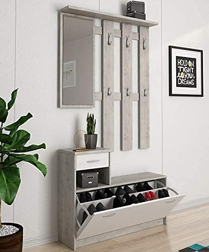 My Brand Mobile Ingresso con Scarpiera Panca Specchio 100x25x180 cm