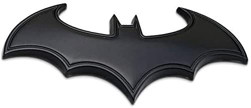 Stemma per auto in acciaio inox con pipistrello, simbolo 3D Batarang (nero)