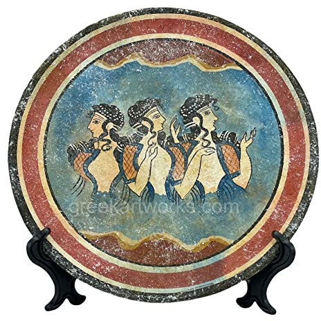 Minoan Pittura Blu Signore Cnosso Piatto Ceramica Antica Greca Ceramica Decor