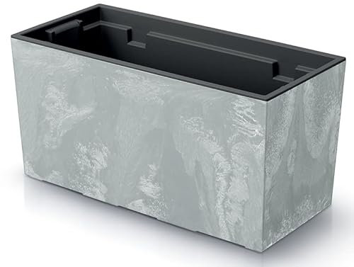R.G. Blumenkasten Blumentopf Balkonkasten Pflanzkasten Beton Optik Blumenkübel Urbi Effect mit Pflanzeinsatz (400 Beton)
