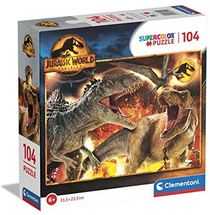 Clementoni 80512 Supercolor Puzzle Jurassic World Dominion-104 Teile-Kinderpuzzle Ab 6 Jahren, Made In Italy, Mehrfarbig Amazon Exclusive