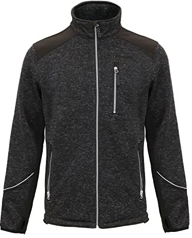 WORK IDEA - Giacca in pile da uomo, in pile, traspirante, per attività all'aria aperta, calda e leggera, con chiusura lampo grigio chiaro