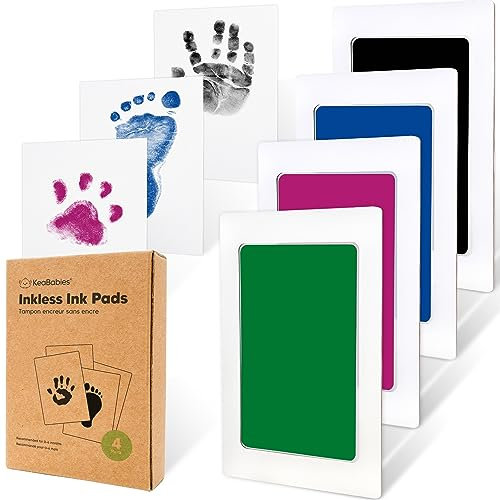 Handabdruck und Fußabdruck Baby Abdruckset - 4pcs Handabdruck Baby Tintenloses Stempelkissen - Baby Fussabdruck Set, Hand Abdruckset - Abdruckset Baby Geschenk - Pfotenabdruck Set Hund (Holidays)