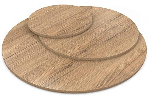 AUPROTEC Tischplatte 19mm rund Ø 1200 mm Eiche Sanremo Classic Holzplatte melaminharzbeschichtet Spanplatte mit Umleimer ABS Kante Auswahl: 120 cm