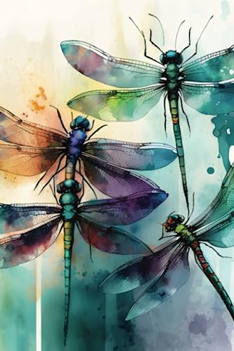 Dragonfly Notebook: Whimsical watercolor dragonfly blank lined notebook, 120 pages