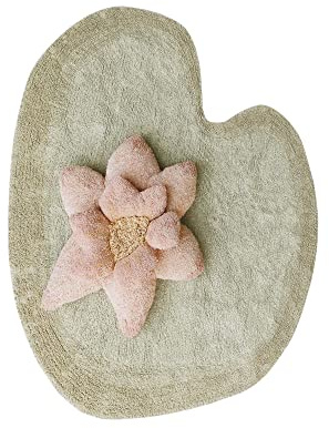 Lorena Canals - Puffy Lily Teppich mit Kissen, 140 x 160 cm, grün/Rose