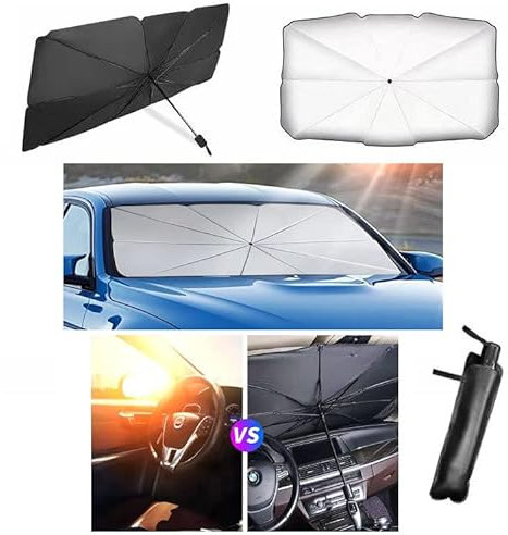 Plegable Parasol Coche Paraguas Plegable Parasol para Parabrisas Delantero versión Mejorada Sombrilla para Coche Protección UV El Eje Giratorio Plegable Protege