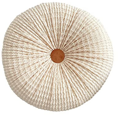 Fouriding Creme Runde werfen Kissen für Couch dekorative 16 X 16 Runde Falten Kissen für Sofa Bett Stuhl Boden dekorative