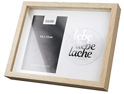 GILDE Fotorahmen lebe Liebe Lache naturfarben, für Bildformat 10 x 15 cm in Hochformat H: 19.50 cm B: 24.50 cm T: 3.50cm 50756