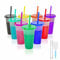 CUJIM Reusable Color Changing Cup - 9 Pack 16oz Travel Iced Coffee Mug Tumbler with Straw Lid | Plastic Smoothie Milkshake Bottle Magic Cold Drink Party Water Cups & Go Cup for Kids Adults
