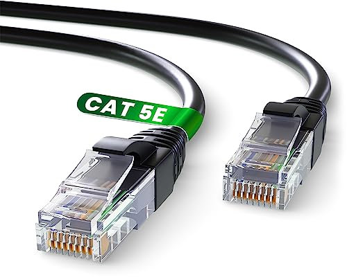 Mr. Tronic Blue Cat 5E Ethernet Cable 5m, High Speed LAN Ethernet Network Cable with RJ45 Ends Connectors, 5m Cat5E Internet 1 Gbps, ADSL AWG24 Patch, UTP CCA (5 Meters, Black)