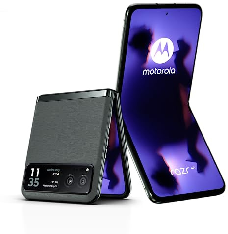 Motorola razr40 (téléphone à rabat, écran FHD+ 6,9/1,5, appareil photo 64 MP, 8/256 Go, 4200 mAh, Android 13) Sage Green avec coque de protection + adaptateur de voiture