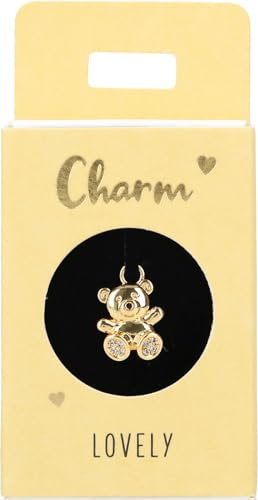 Depesche 11834-048 Charm Teddy, vergoldeter Anhänger für Halsketten, Armband und Ohrringe, ideal als kleines Geschenk