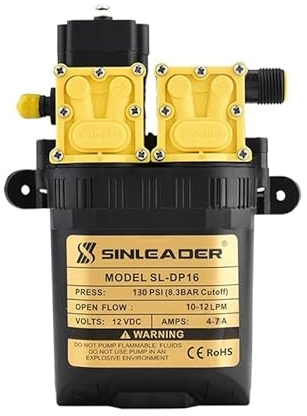LAPooh Pompe A Eau Camping Car 12V 220V 7A 10L/Min Pompe à Eau électrique agricole Haute Pression Pompes de pulvérisateur d'eau Double cœur Puissance agricole électrique (Size : 12V add 220V Adapter)