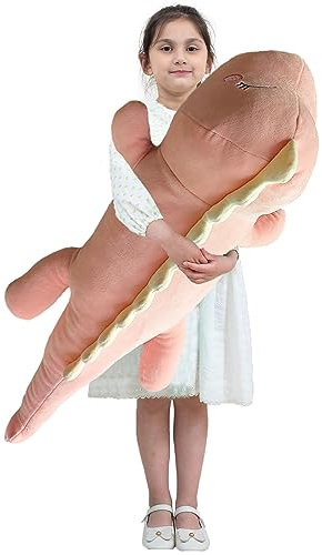 Aiuidun Plüschtier Dinosaurier Kuscheltier Stofftier Plüschkissen,Lange Dino Plüsch Spielzeug Umarmungskissen Lumbar Rückenkissen Puppe Geschenke für Kinder (100cm, Pink - Happy)