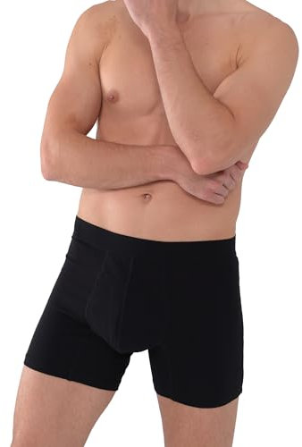 AIRCUTE Waschbare Saugfähigkeit Harninkontinenz-Unterwäsche für Herren, 15,2 cm Schrittlänge, Boxershorts für Blasen-Auslaufschutz (60 ml) (groß, schwarz)