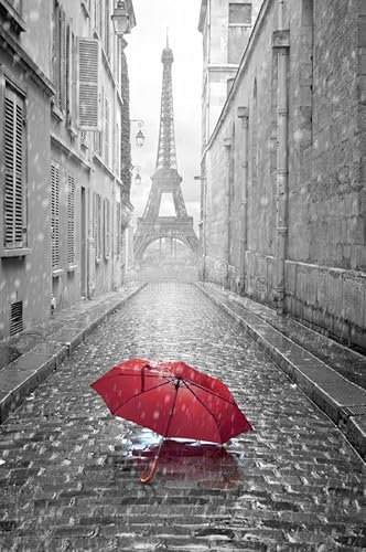 Puzzle 1000 Teile Straße Mit Eiffelturm In Paris Schwarz-Weiß-Vintage-Foto 75 * 50Cm