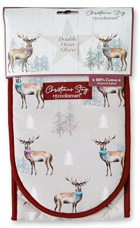 Cooksmart Doppelte Ofenhandschuhe, hitzebeständig, moderner Ofenhandschuh und Topflappen für die Hausmannskost – Englische Wiesen